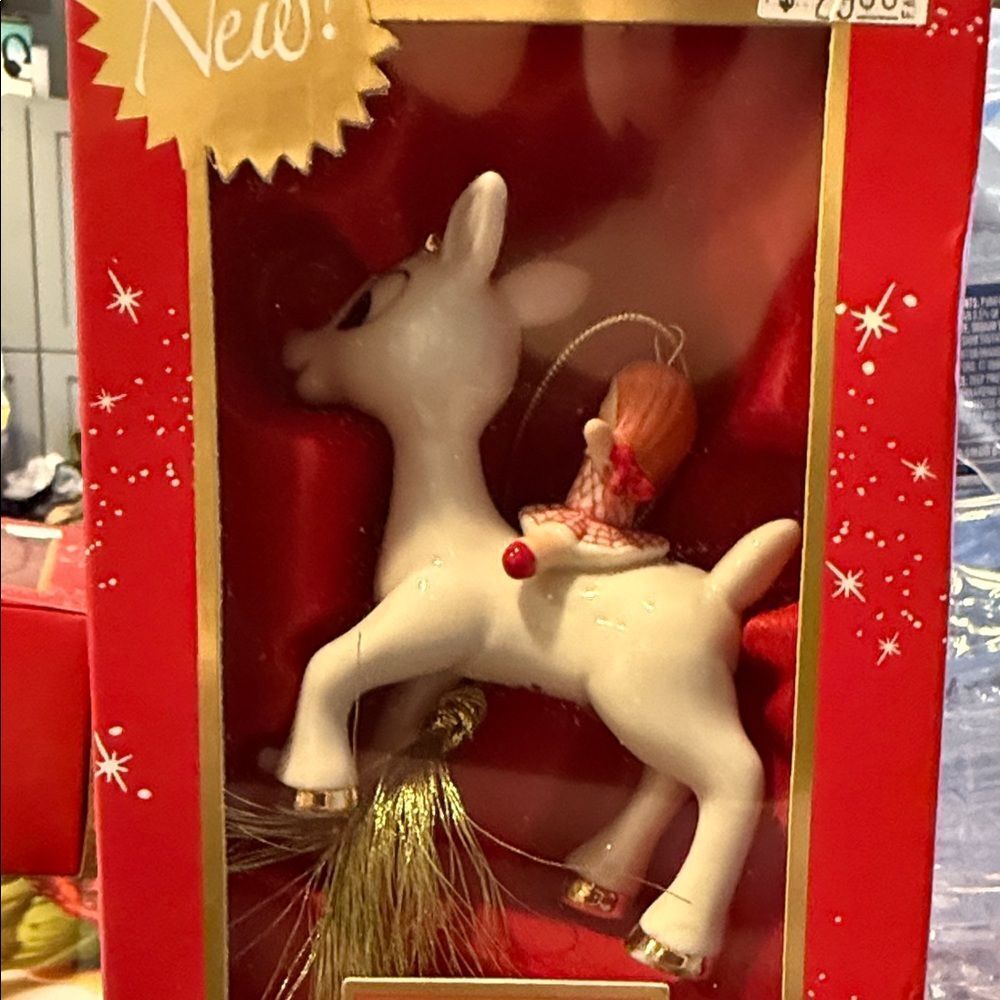 Lenox Elegant White and Gold Reindeer Ornament